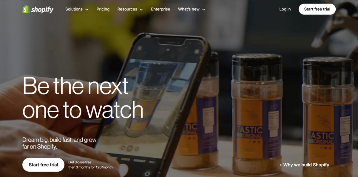 Shopify home page